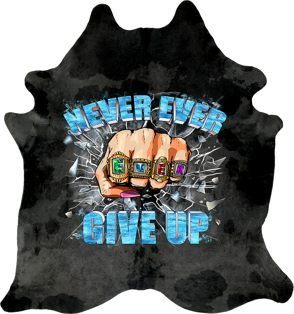 Never Ever Ever Give Up - Charcoal Grey Black Spotted